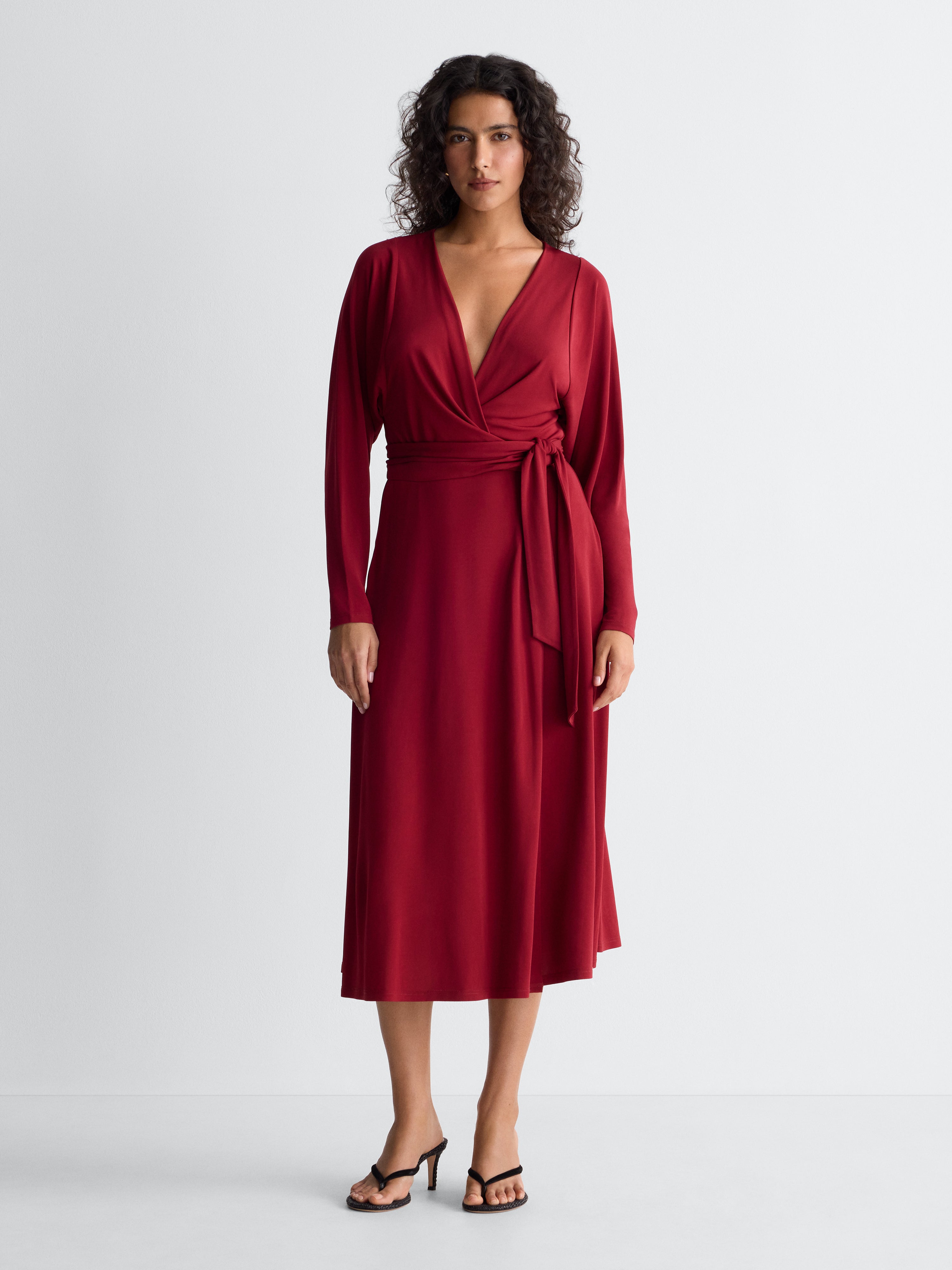 red wrap dress long sleeve Amara – Diane von Furstenberg tag-new-year-for-teens How to Properly Field Voluminous sleeves with gathered Color:Neutral Stripe