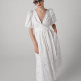 Delilah Eyelet Cotton Wrap Dress