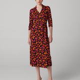 Abigail Silk Jersey Midi Wrap Dress