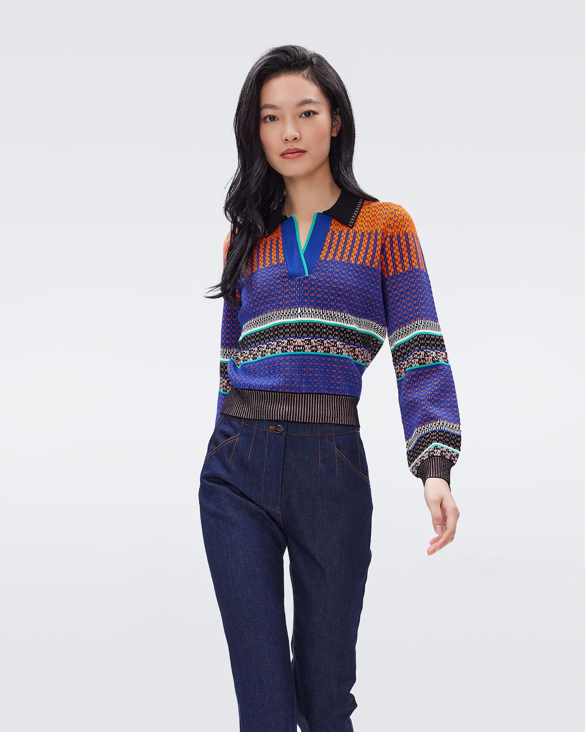Alonzo Knit Jacquard Sweater – Diane von Furstenberg