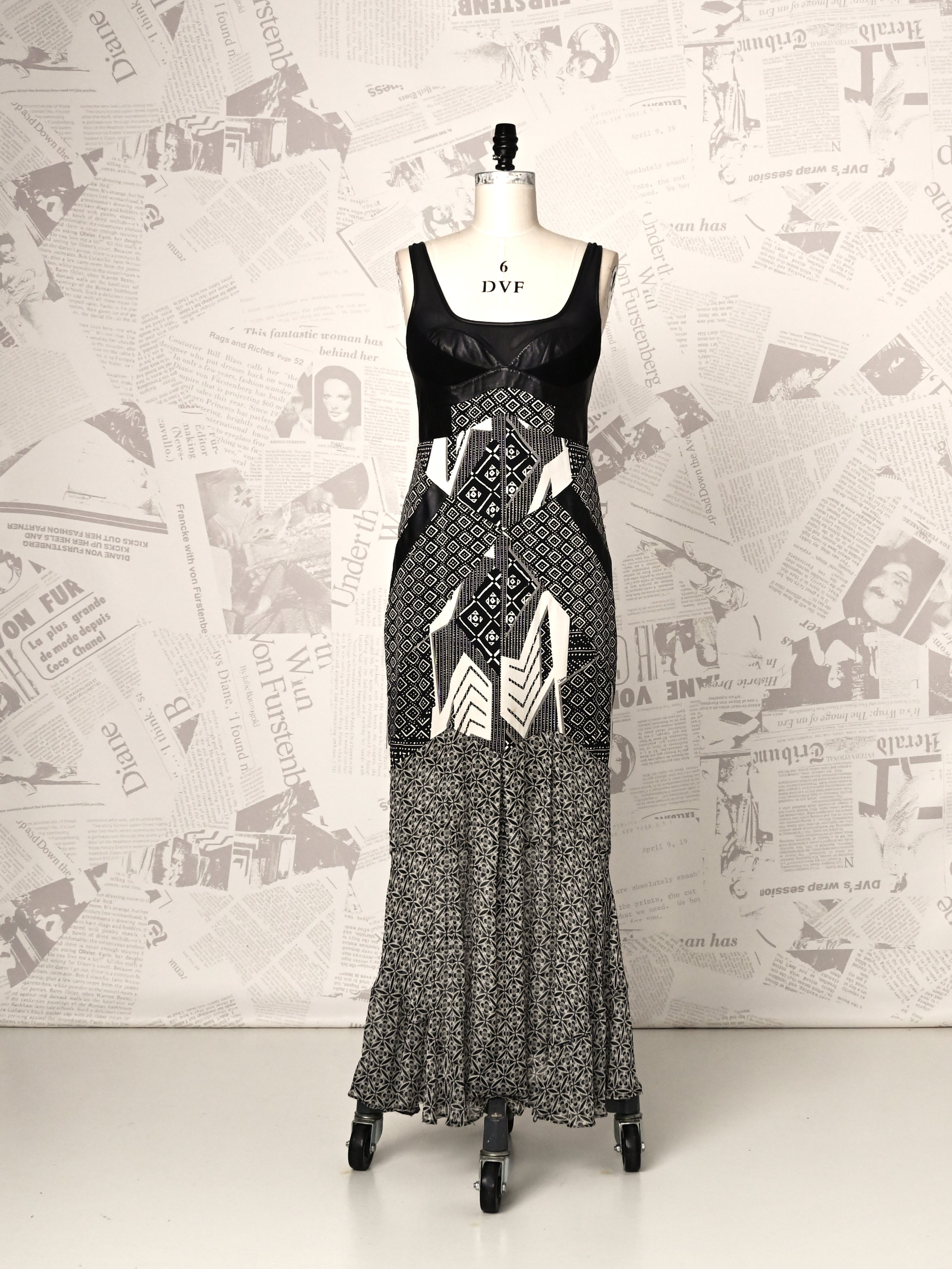 Leather Bust Maxi Dress - DVF Vintage Leather Bust Maxi Dress - DVF Vintage