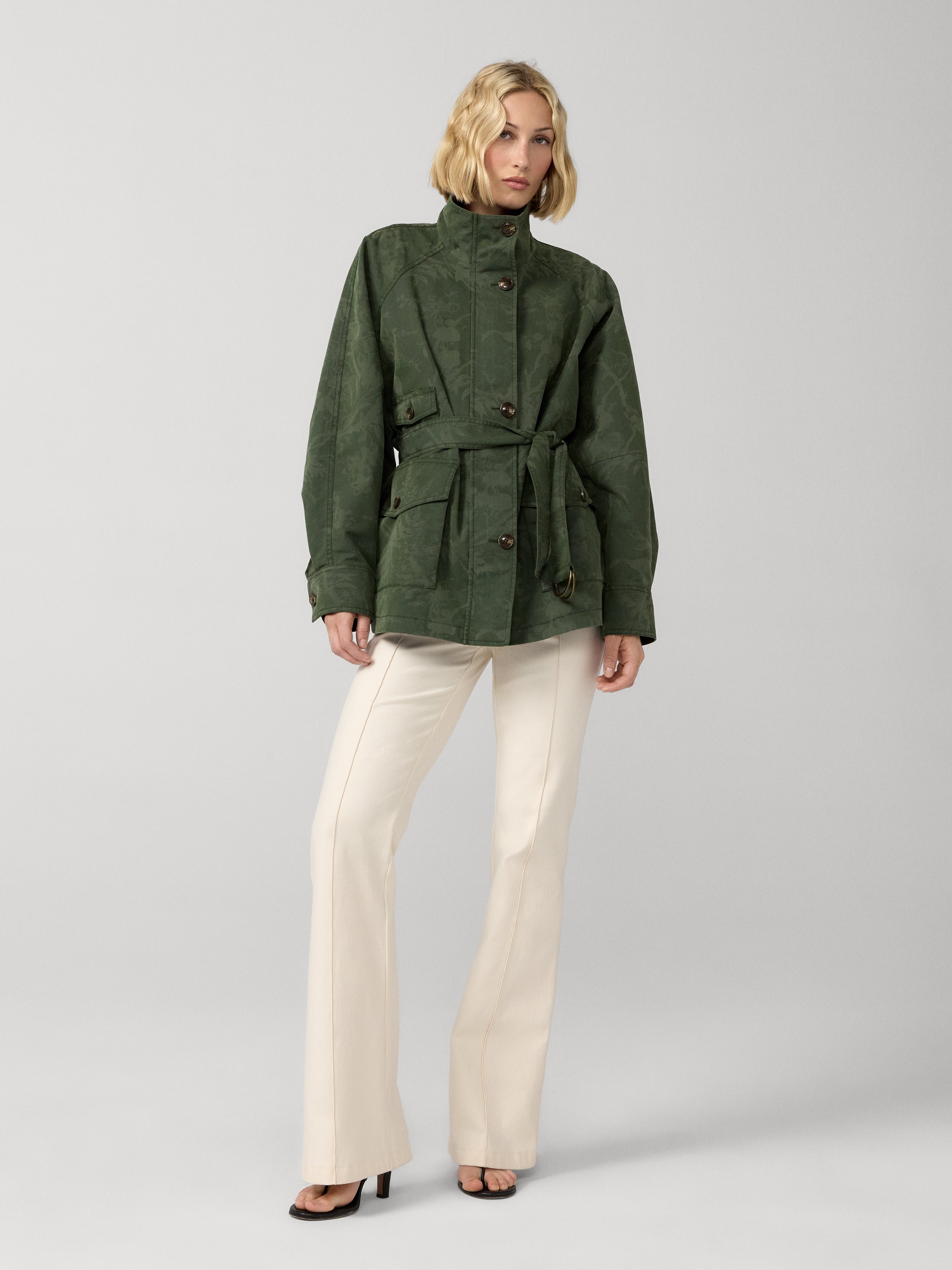 DENIMDUNGAREE leader of the packHAT58カーキ Men's Hooded zip-up jacket in cotton poplin | Green | Diesel