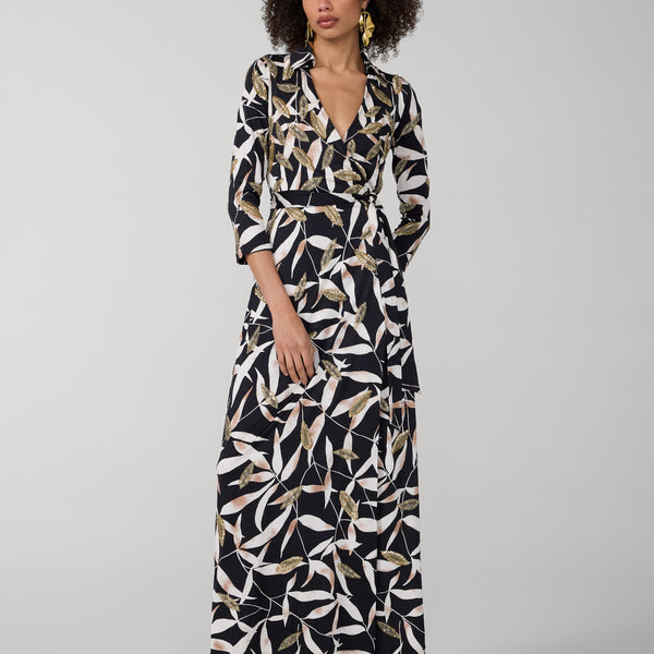 dvf maxi wrap dress Diane Von Furstenberg DVF Silk Wrap Maxi Dress Size 0 Green White