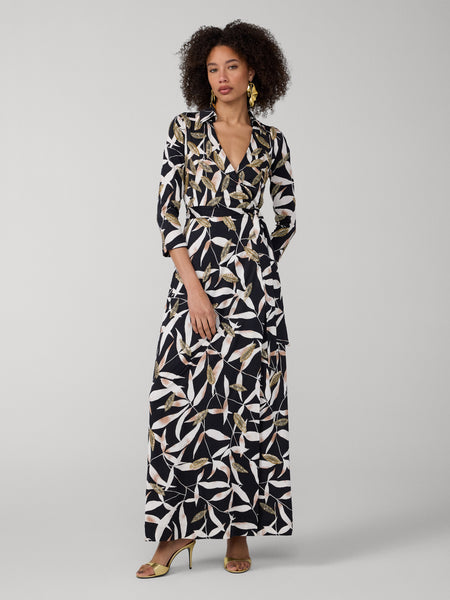 【即日発送】DVF ABIGAILフローラル柄ロングマキシ丈ラップワンピース Abigail Maxi Embellished Wrap Dress – Diane von Furstenberg