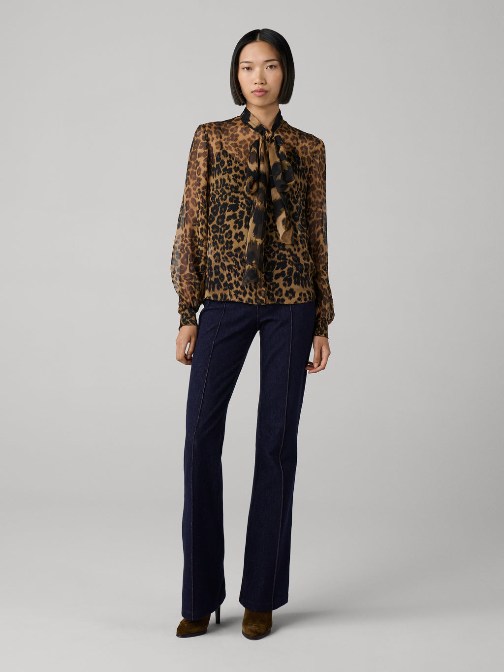 Blouse Femme Mode Casual Imprimé Léopard Col Rond Manches Longues Lâche Blouse Femme Mode Casual Imprimé Léopard Col Rond Manches Longues Lâche