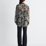 Mercer Chiffon Shirt in Crystal Fleur and Black Crystal, back view