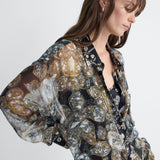Mercer Chiffon Shirt in Crystal Fleur and Black Crystal, alternate pose