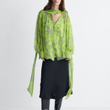Angelina Chiffon Blouse in Celandine Crystal, full length front view
