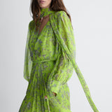 Angelina Chiffon Blouse in Celandine Crystal, alternate pose