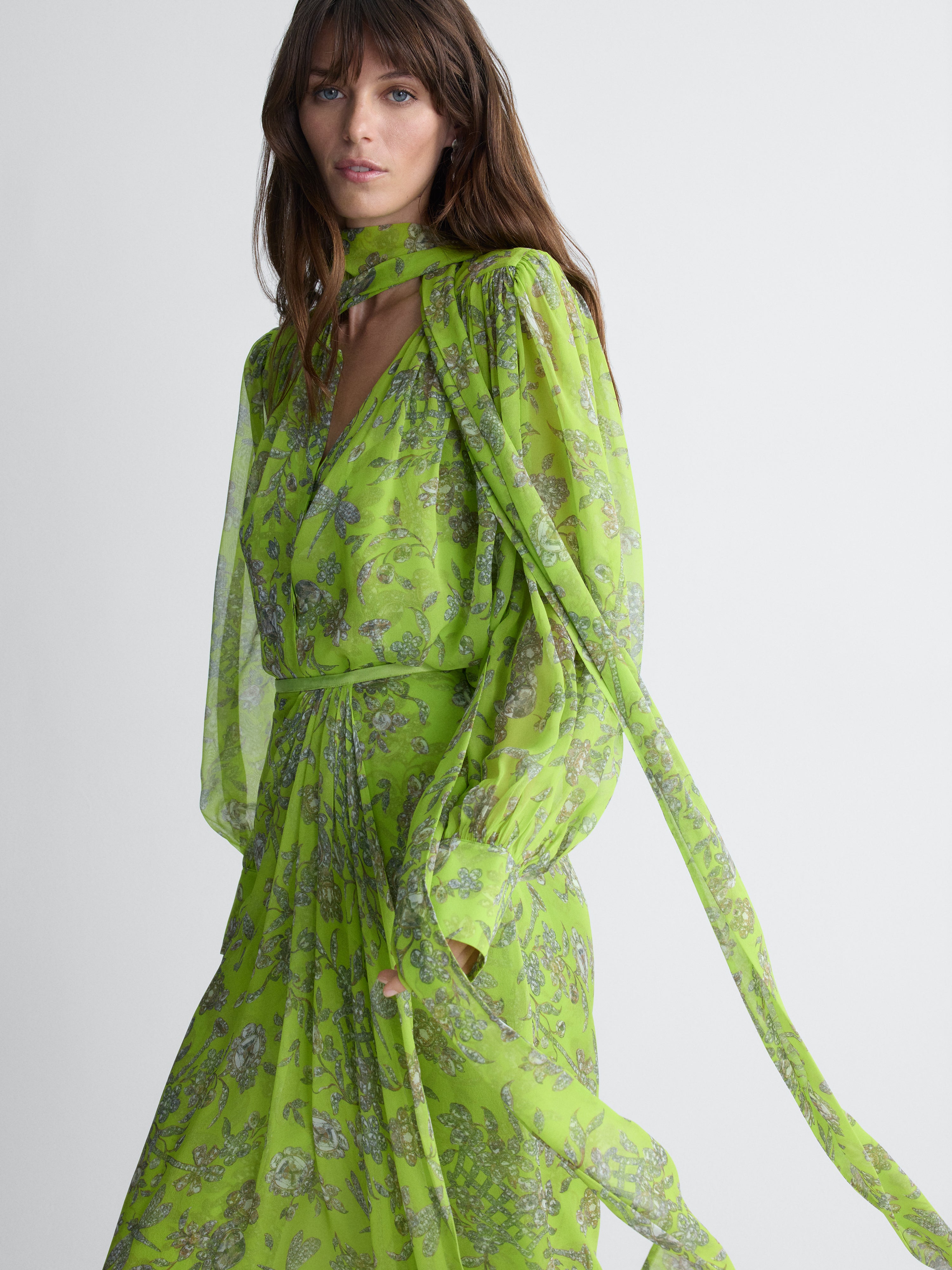 Angelina Chiffon Blouse in Celandine Crystal, alternate pose