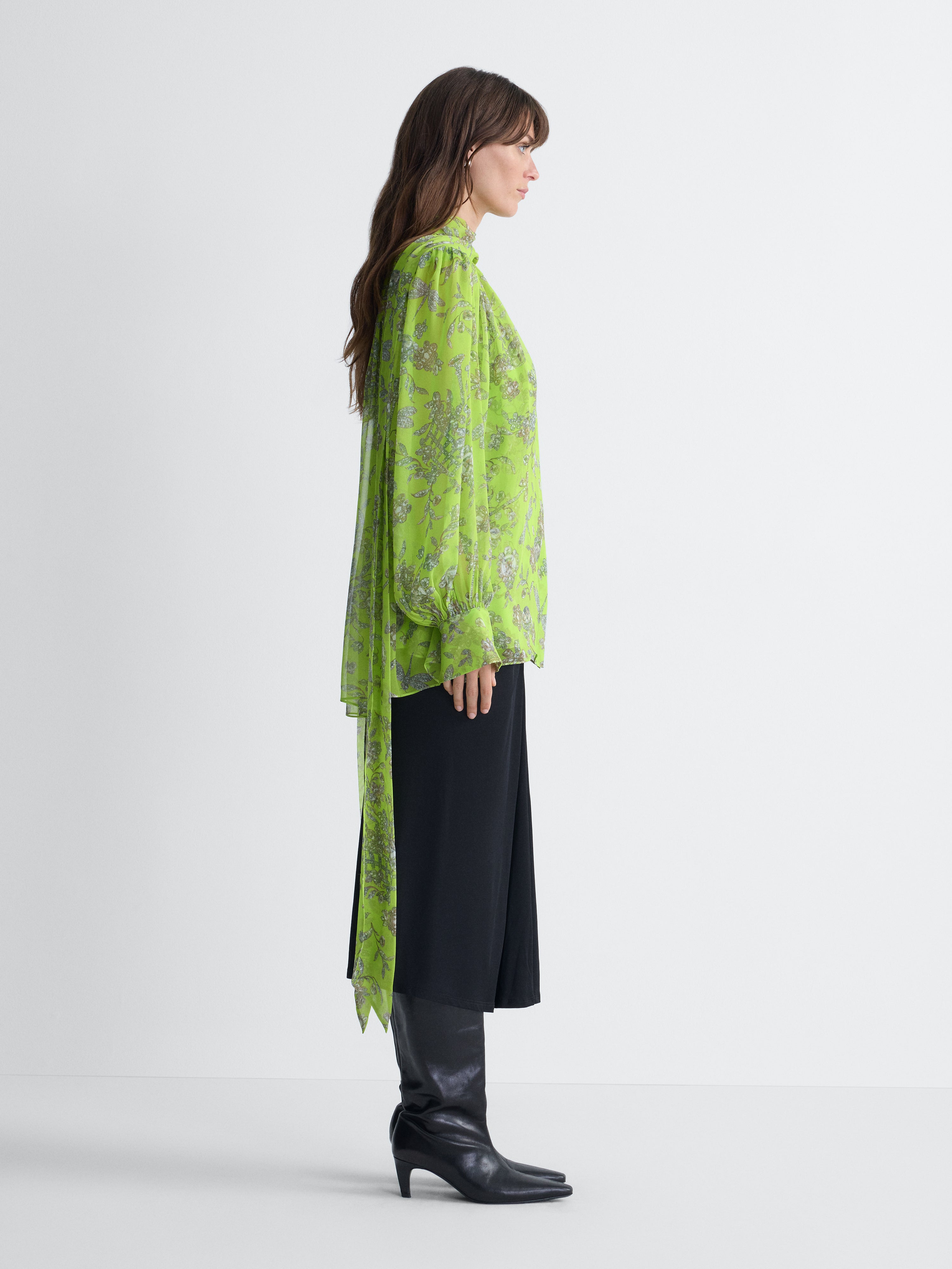 Angelina Chiffon Blouse in Celandine Crystal, side view