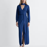 Asterin Wrap Dress in Cobalt, full length front view