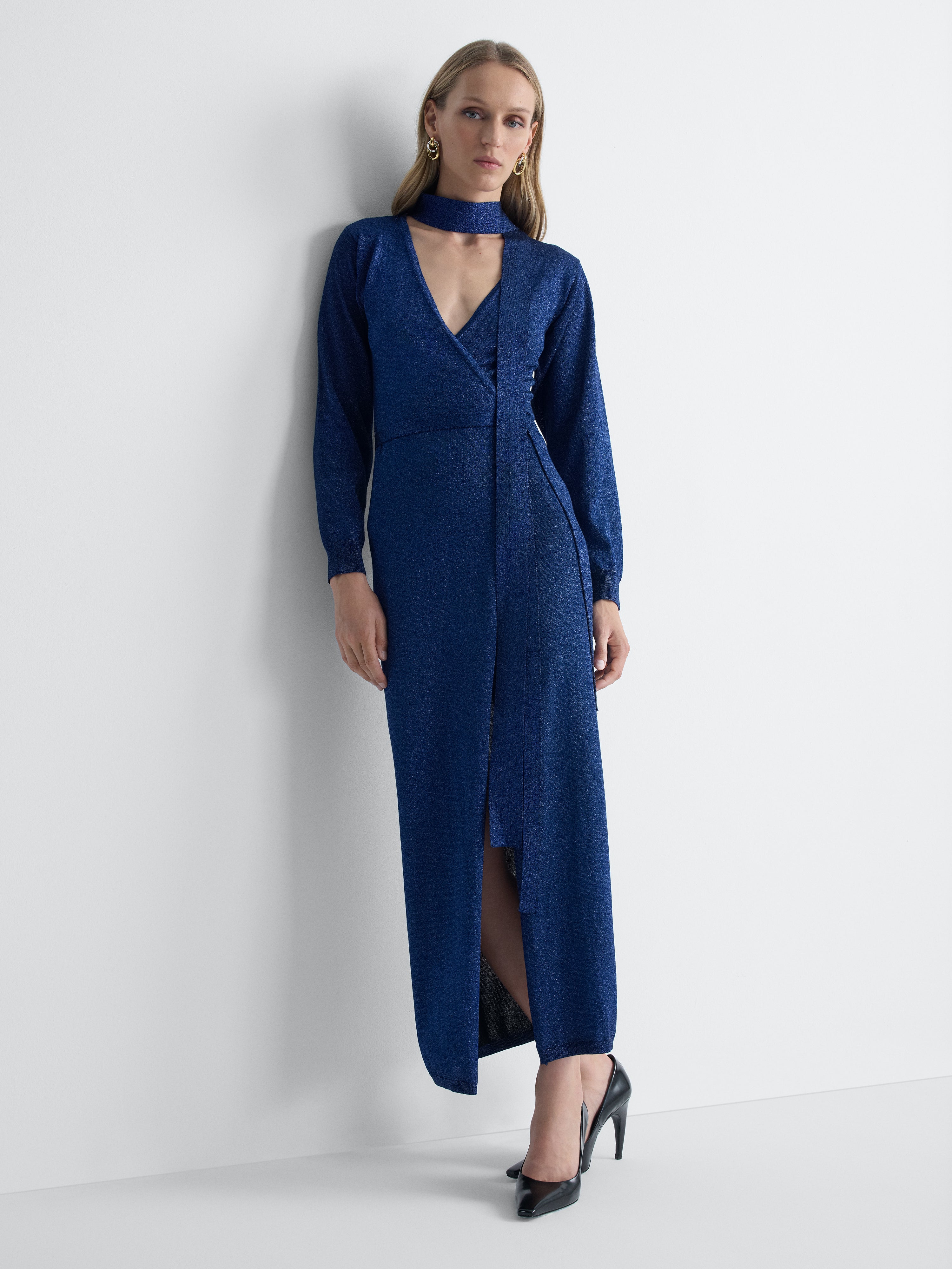 Asterin Wrap Dress in Cobalt, alternate pose