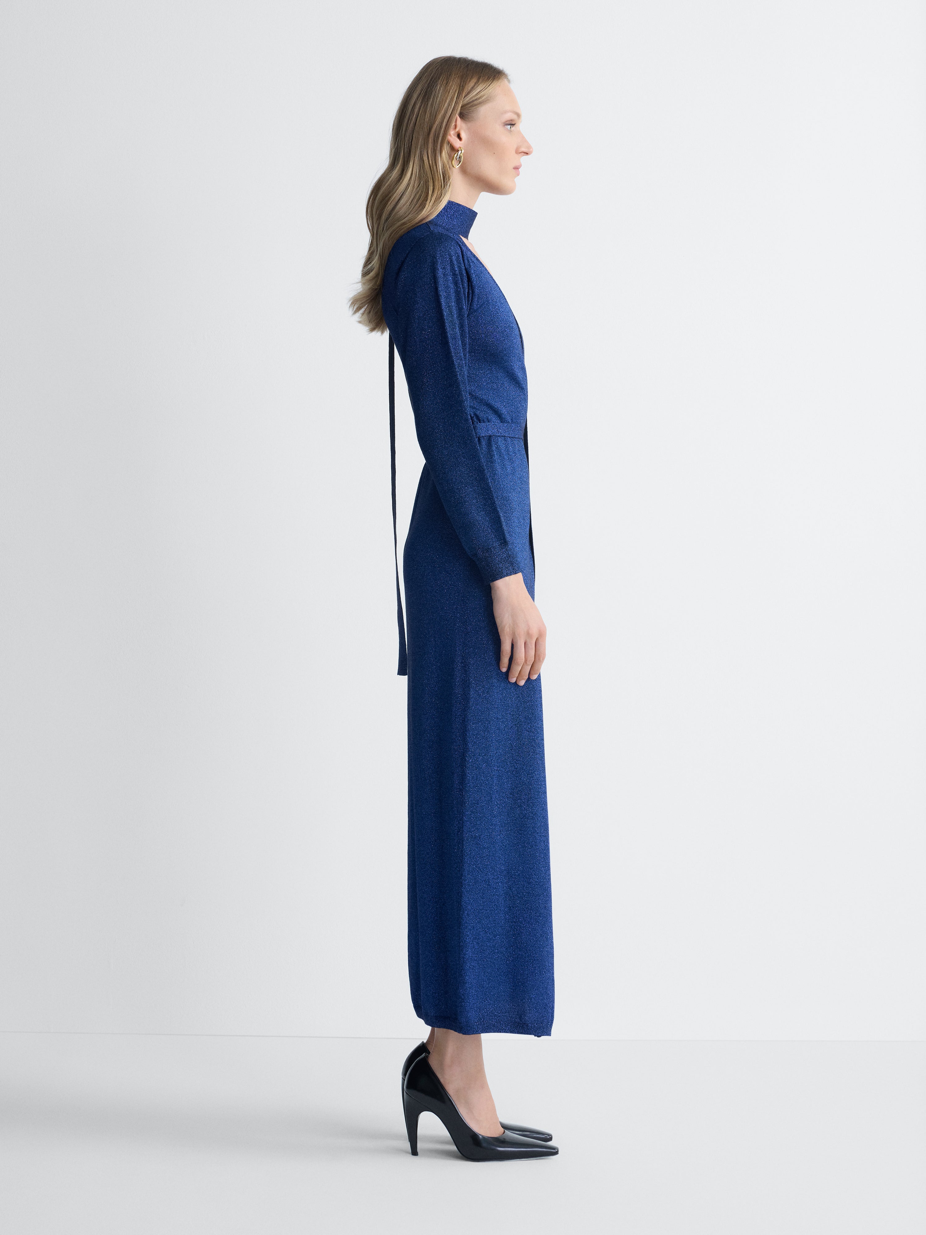 Asterin Wrap Dress in Cobalt, side view