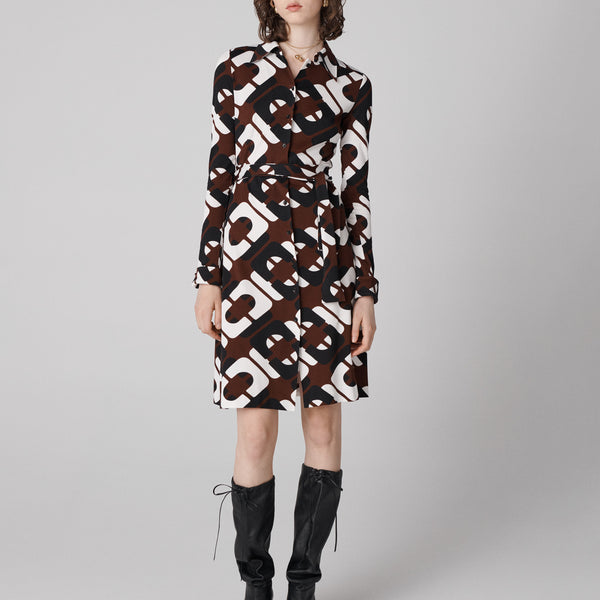 DIANE von FURSTENBERG ラッフル付き ミニシャツワンピース DIANE von FURSTENBERG ラッフル付き ミニシャツワンピース