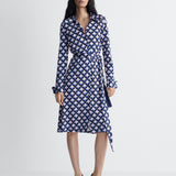 Diane Jersey Shirt Dress in Window Pane, full length front view