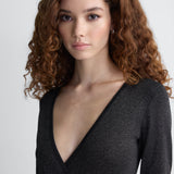 Grazia Wrap Dress in Black, close-up