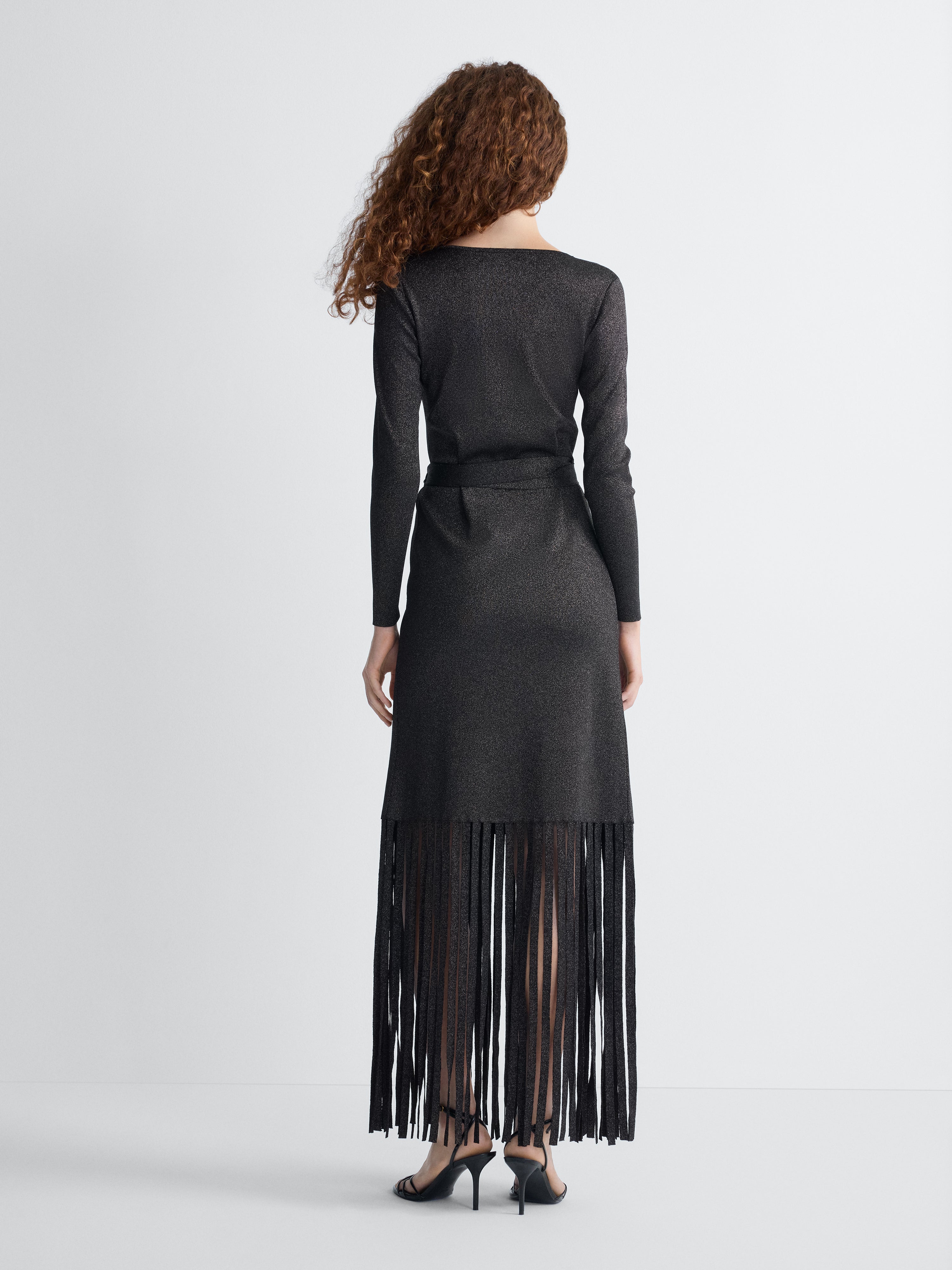 Grazia Wrap Dress in Black, back view