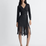 Nell Knit Mini Dress in Black, full length front view