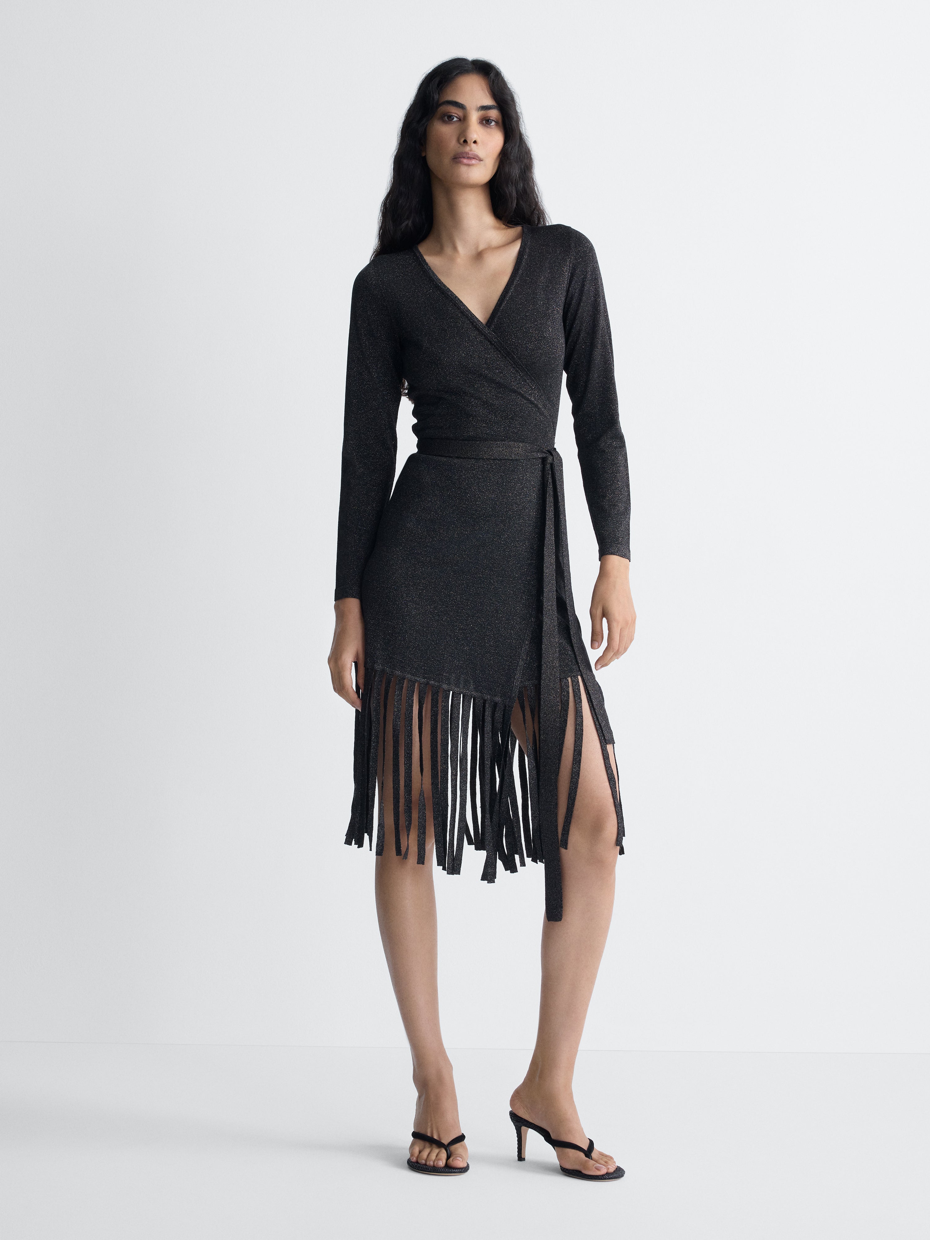 Nell Knit Mini Dress in Black, full length front view