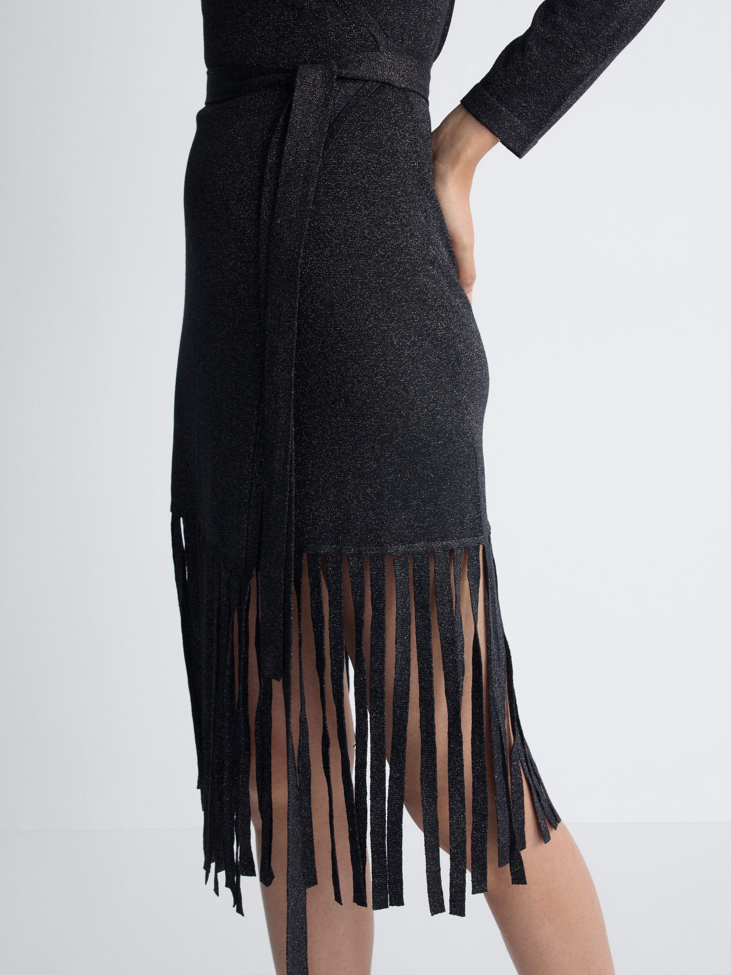 Nell Knit Mini Dress in Black, close-up