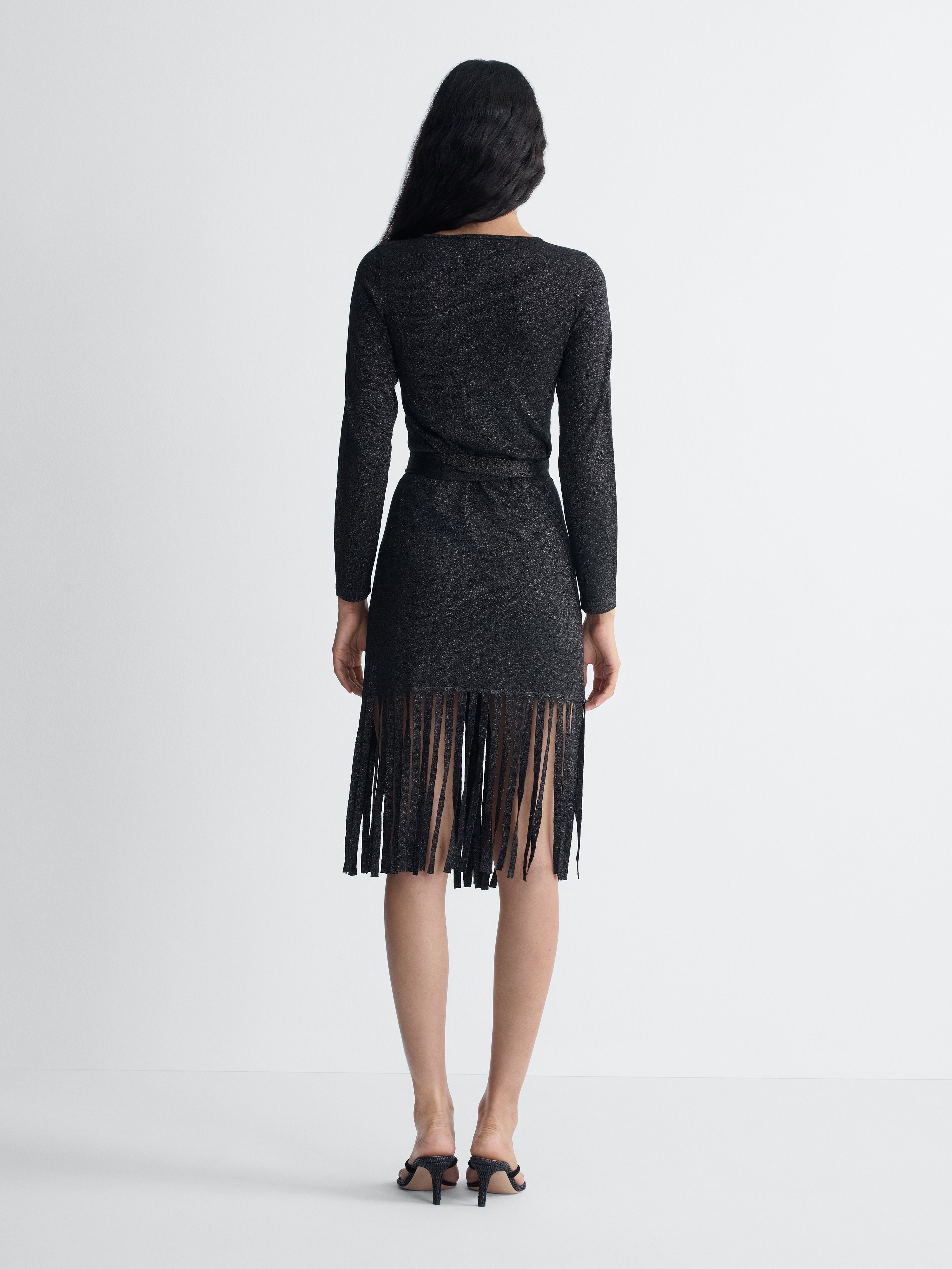 Nell Knit Mini Dress in Black, back view