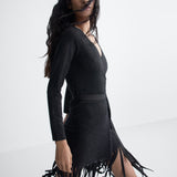 Nell Knit Mini Dress in Black, alternate pose