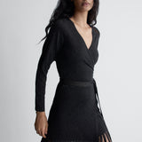 Nell Knit Mini Dress in Black, alternate pose