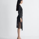 Nell Knit Mini Dress in Black, side view