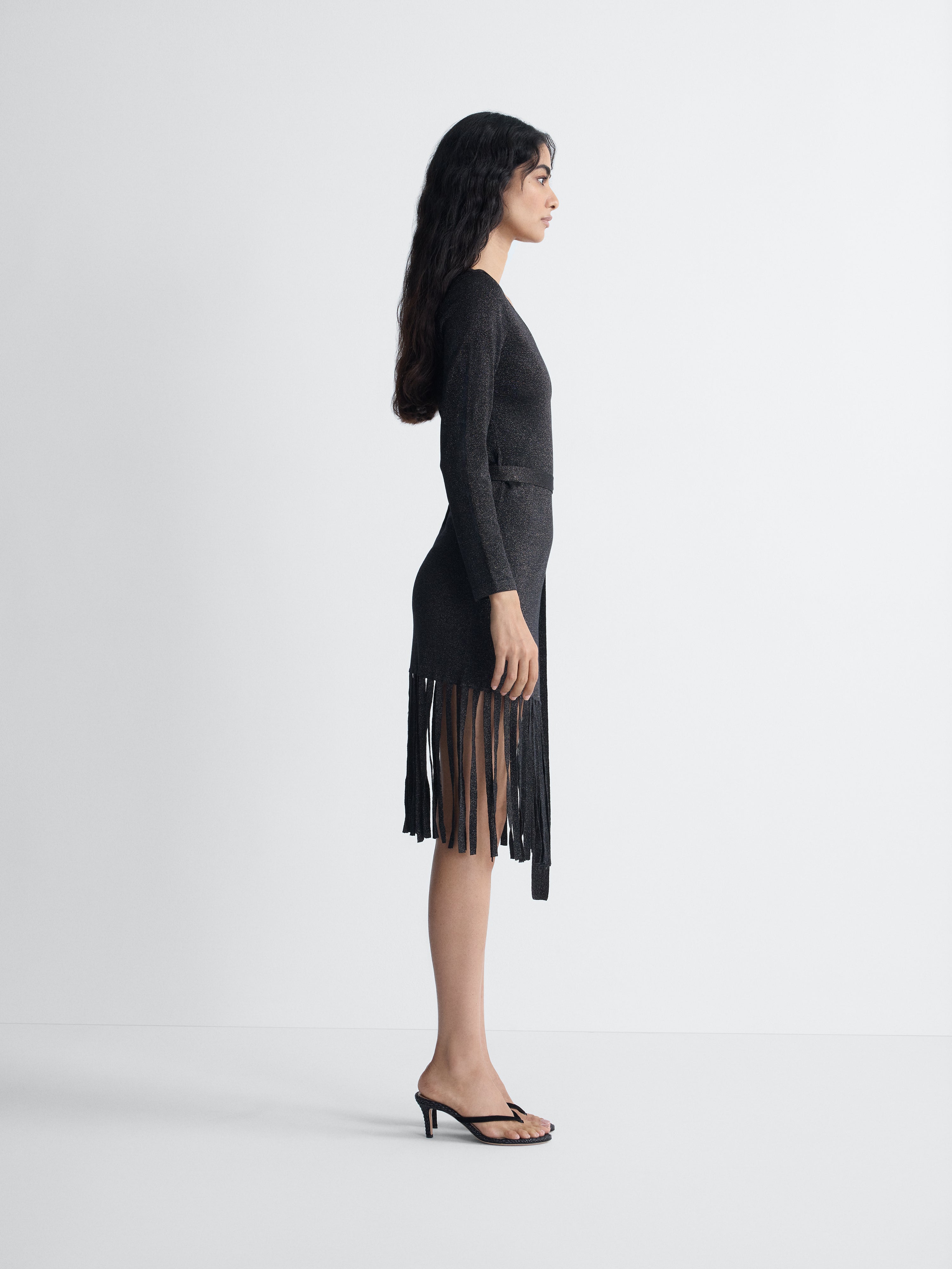Nell Knit Mini Dress in Black, side view