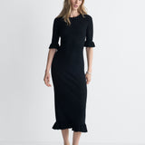 Portia Knit Dress in Black, full length front view