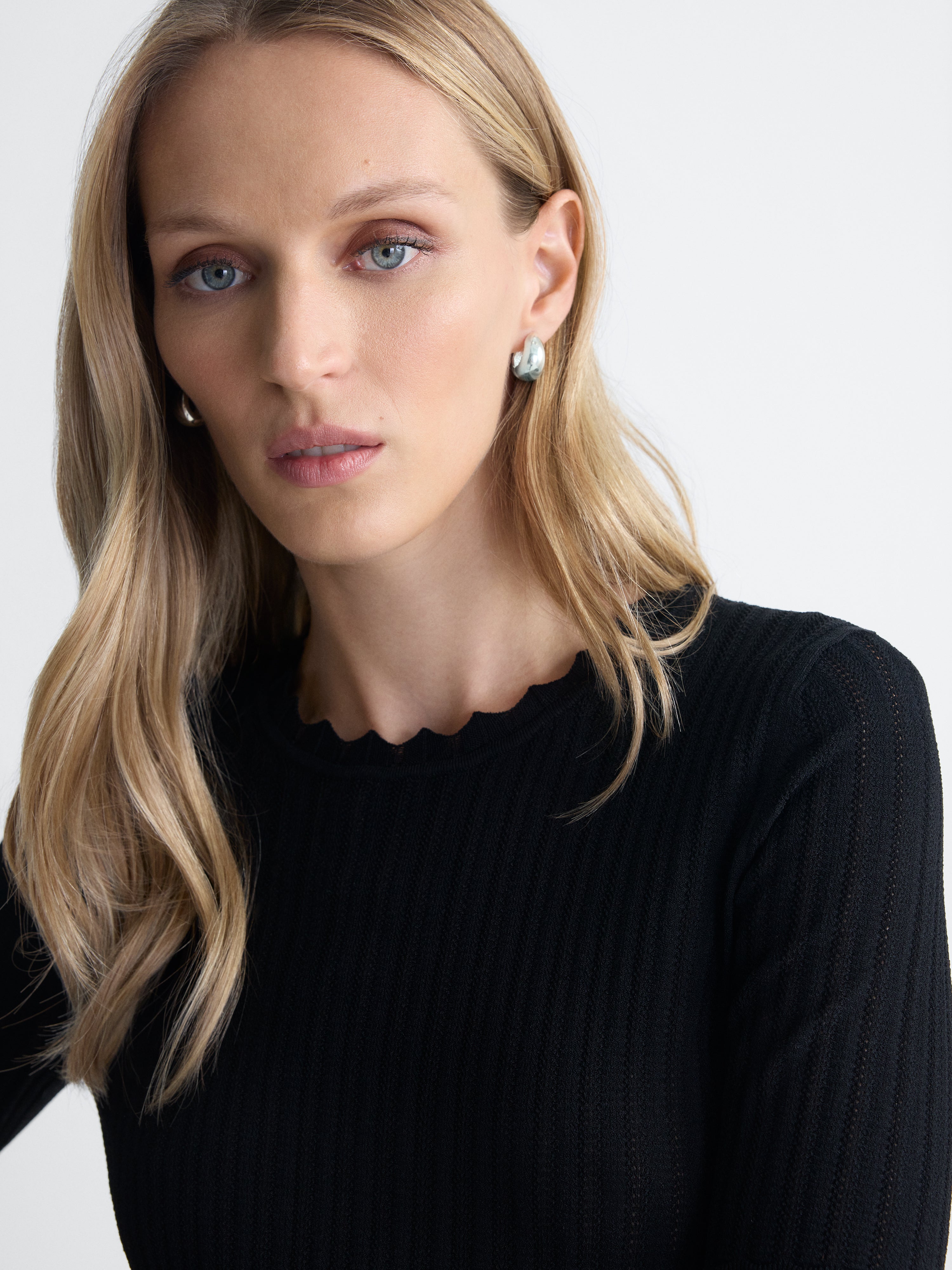 Portia Knit Dress in Black, close-up