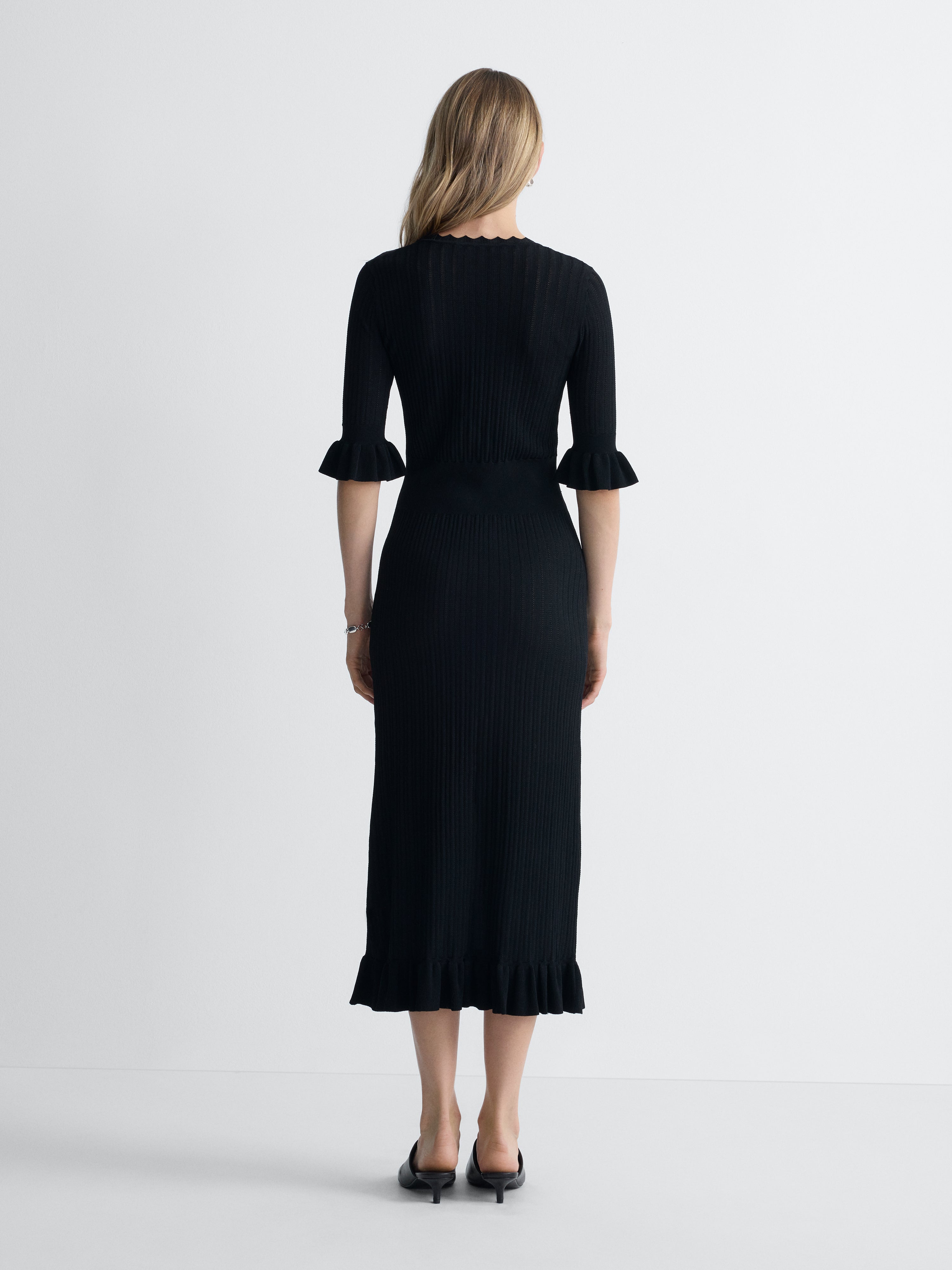 Portia Knit Dress in Black, back view