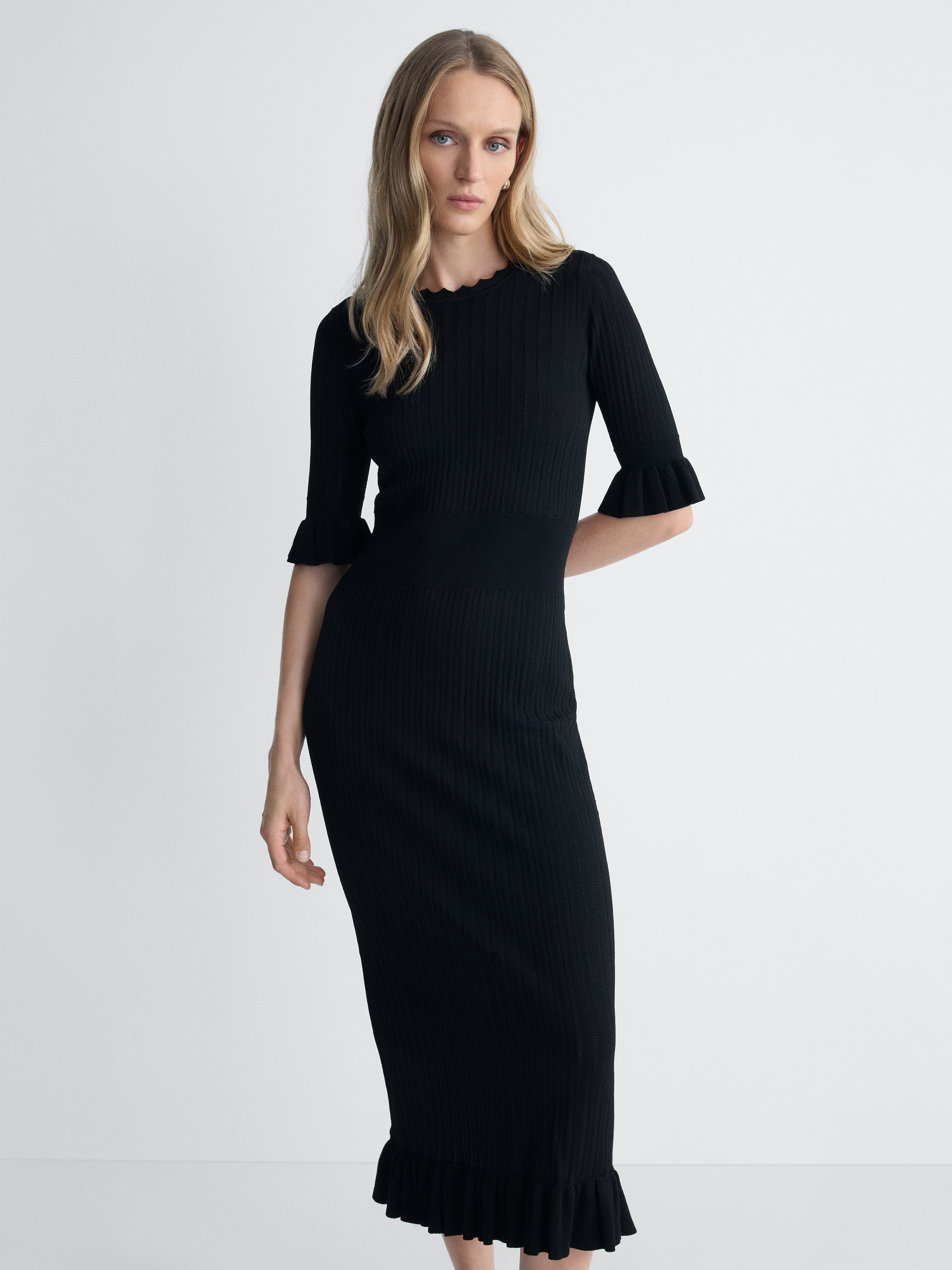 Portia Knit Dress in Black, alternate pose
