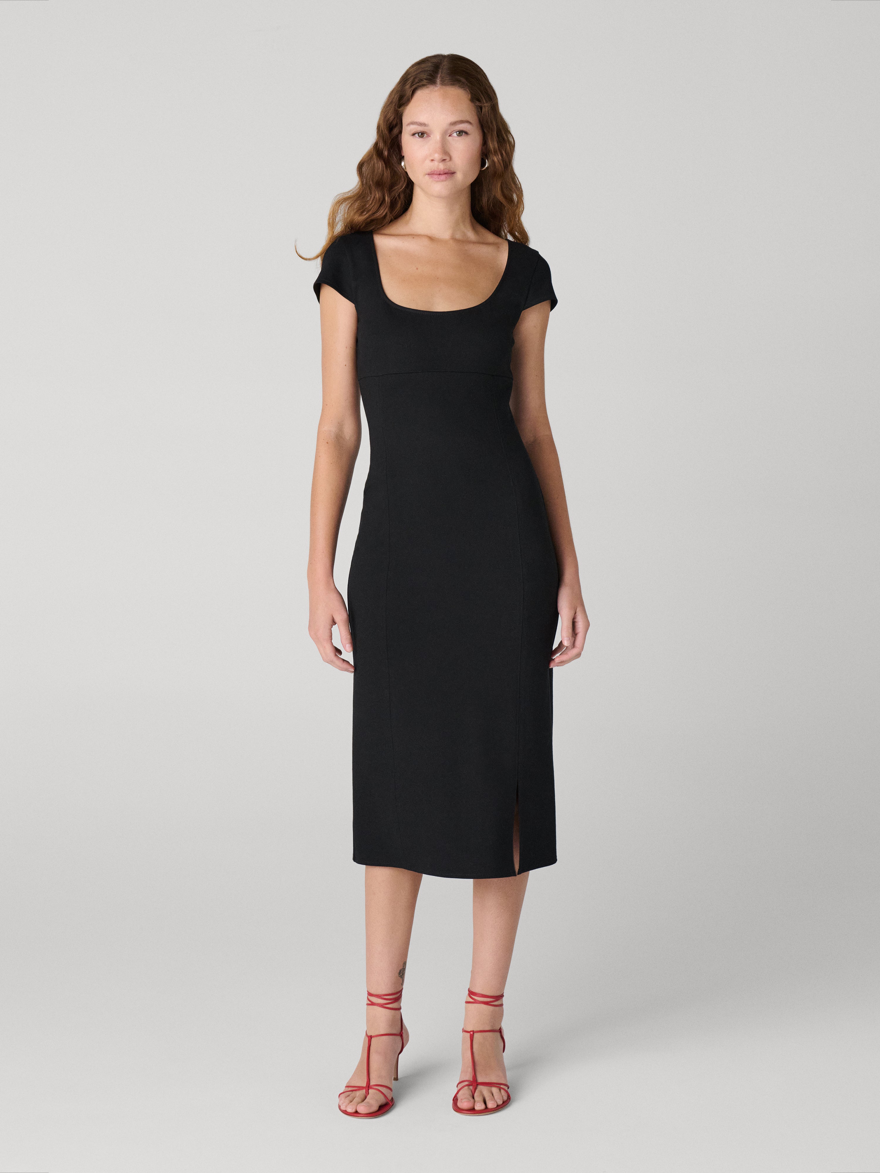 スーツ・フォーマル・ドレス ANDRESD drape dress BLACK Azazie Dion Black Sheath Scoop Stretch Crepe Dress | Azazie