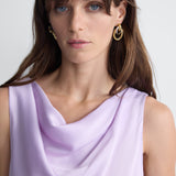 Cosette Satin Dress in Lilac, close-up