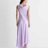 Cosette Satin Dress in Lilac, back view