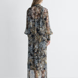 Domino Chiffon Dress in Crystal Fleur and Black Crystal, back view