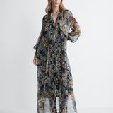 Domino Chiffon Dress in Crystal Fleur and Black Crystal, alternate pose
