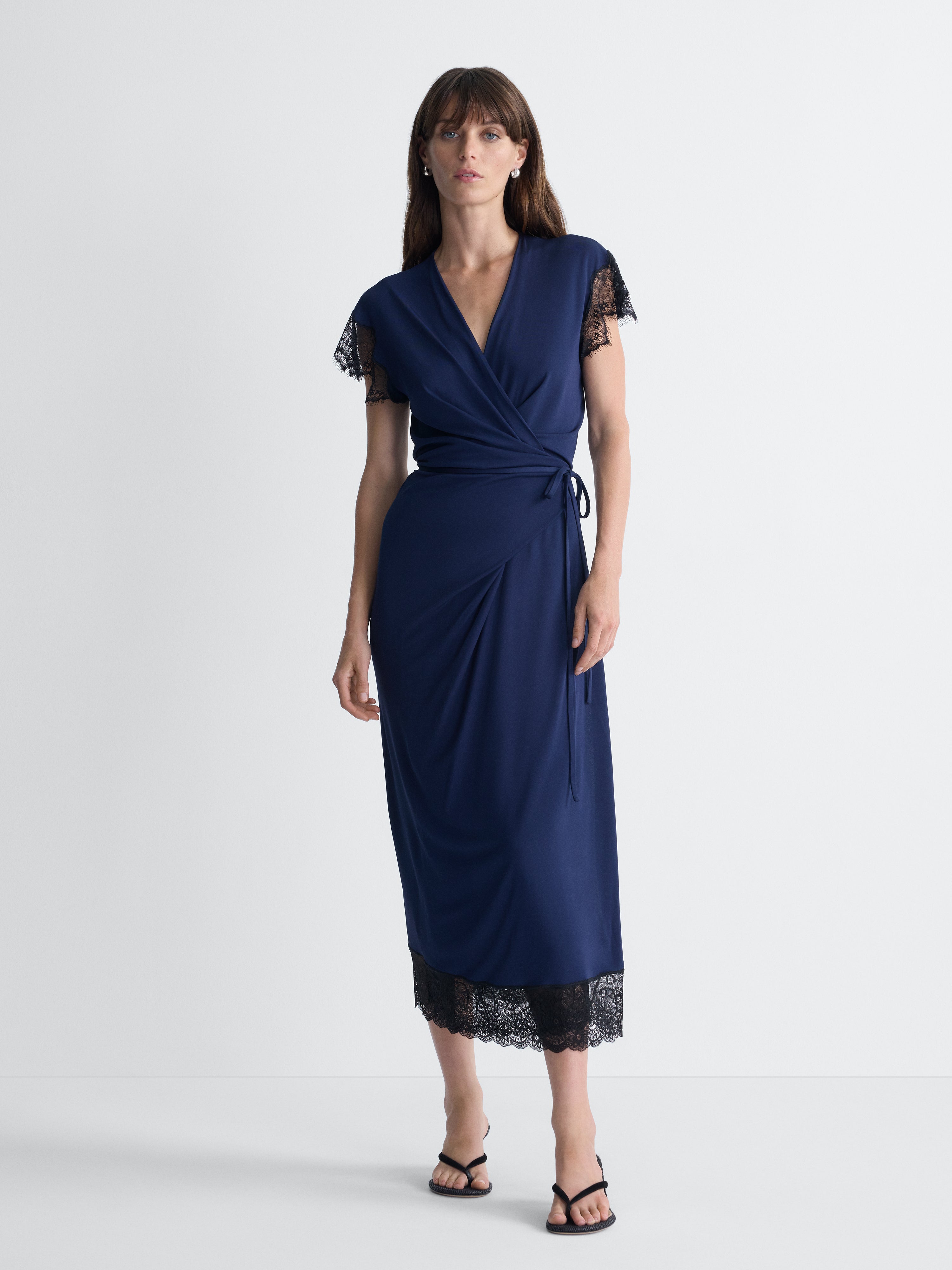 Mariana Jersey Dress in Maritime, full length front view