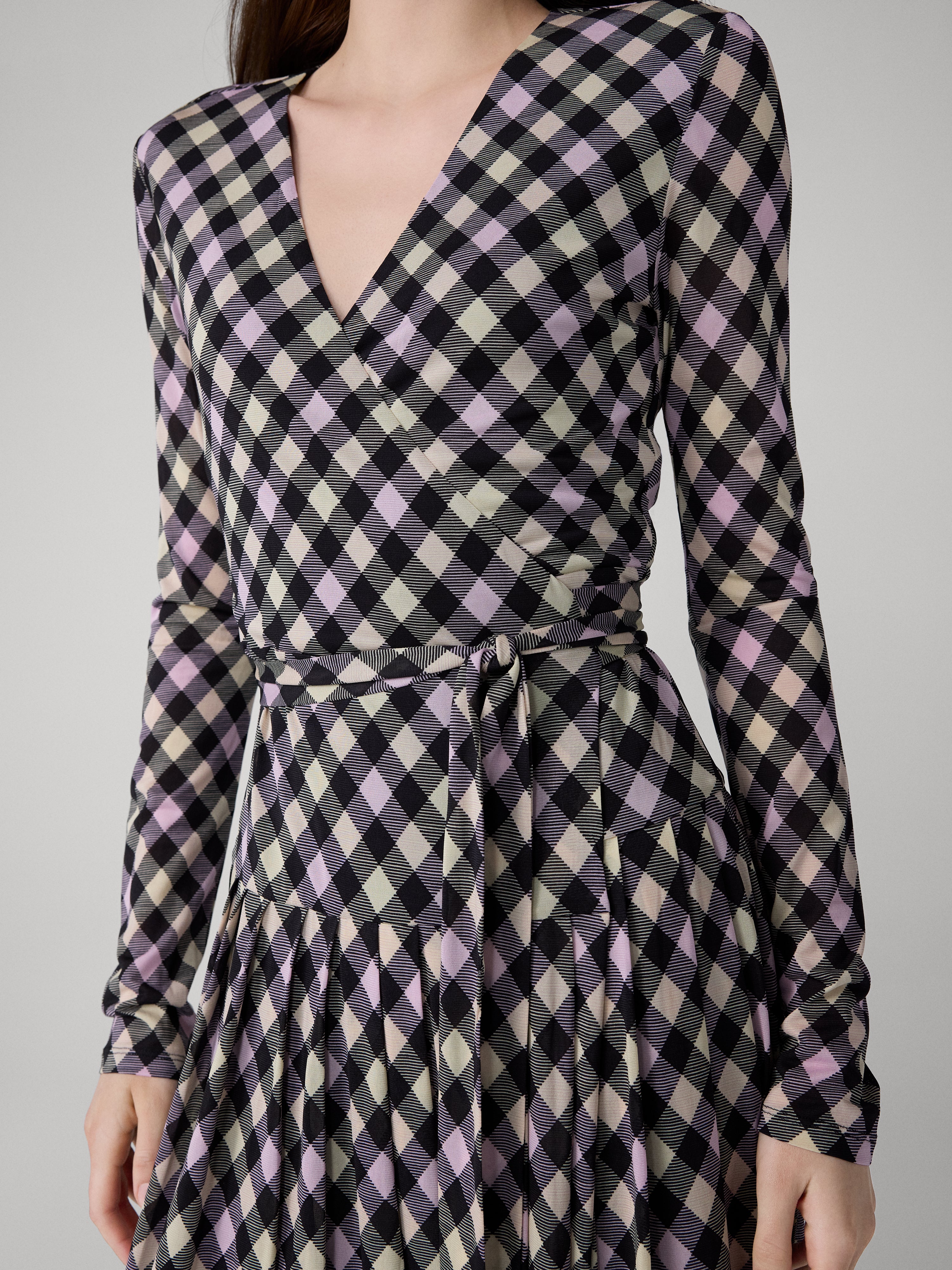black and white wrap dress long sleeve Black And White Printed V-Neck Maxi Dress With Long Sleeve And Slit