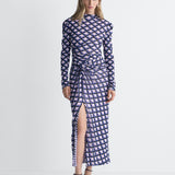 Amadis Reversible Mesh Dress in Window Pane, full length front view