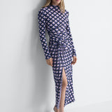 Amadis Reversible Mesh Dress in Window Pane, alternate pose