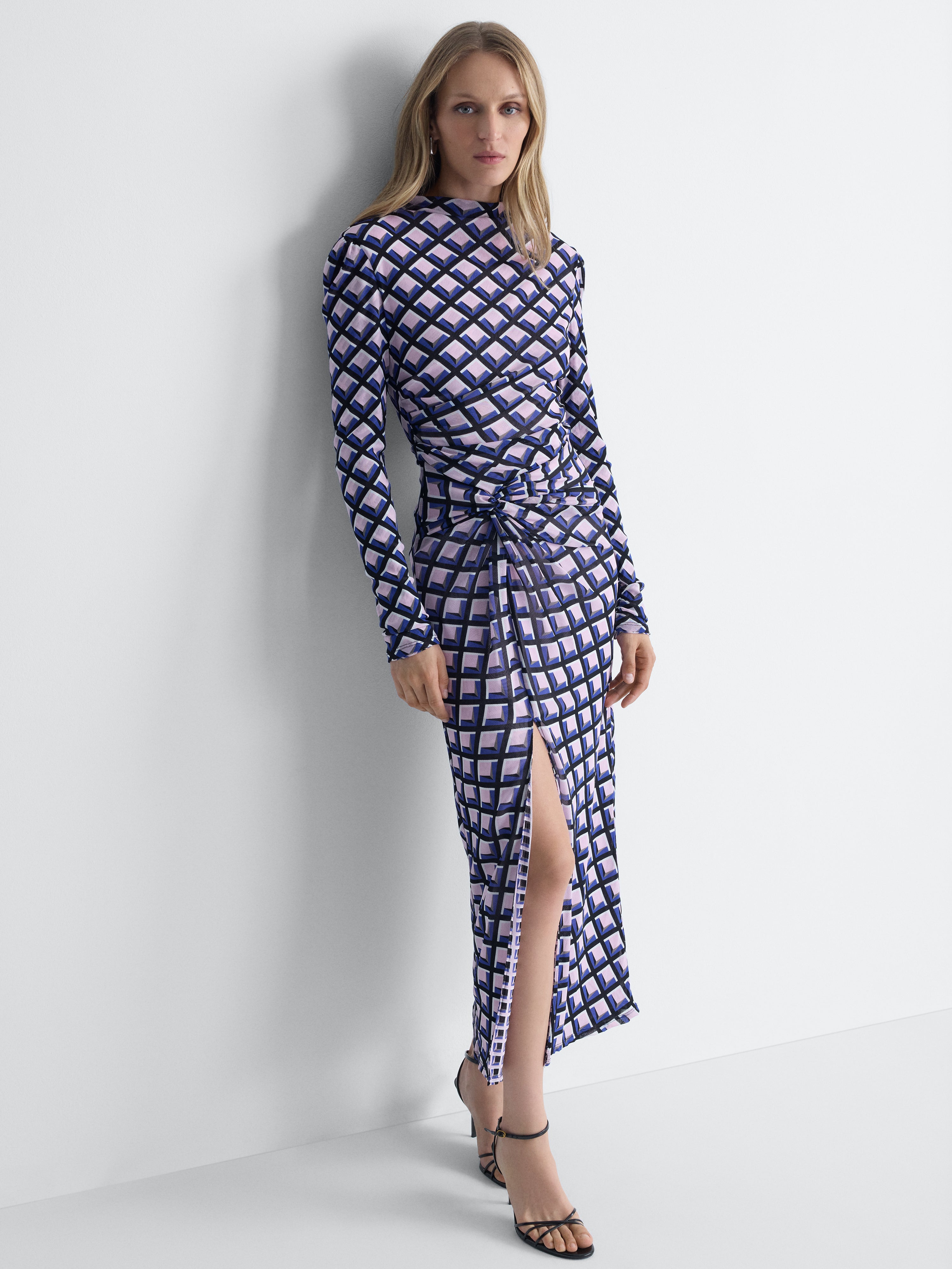 Amadis Reversible Mesh Dress in Window Pane, alternate pose