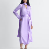 Ambra Satin Dress in Lilac, full length front view