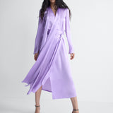 Ambra Satin Dress in Lilac, alternate pose