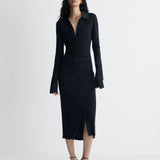 Evangeline Jersey Dress in Black, full length front view