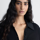 Evangeline Jersey Dress in Black, close-up