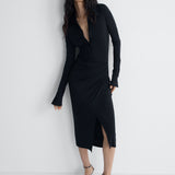 Evangeline Jersey Dress in Black, alternate pose