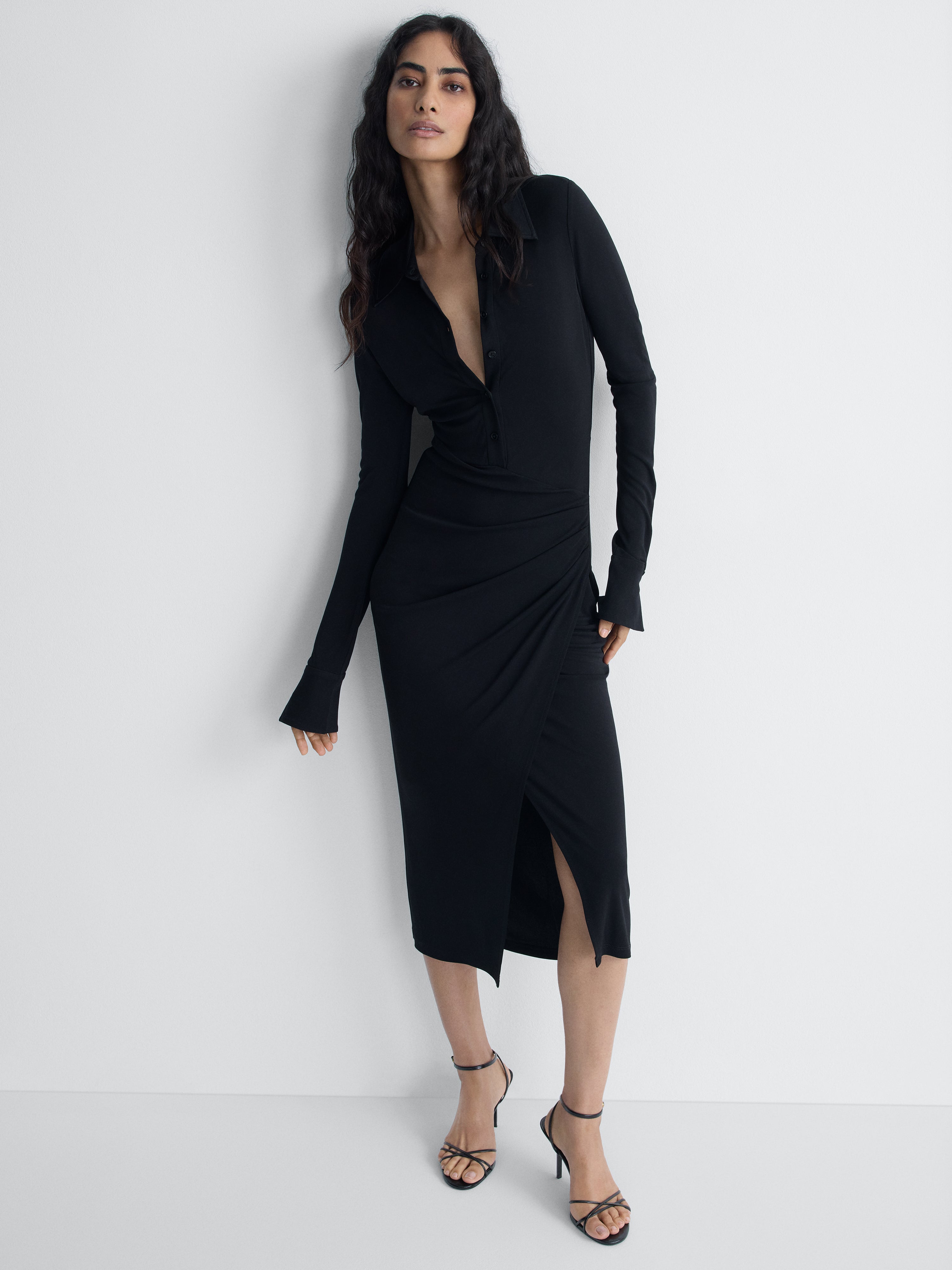 Evangeline Jersey Dress in Black, alternate pose